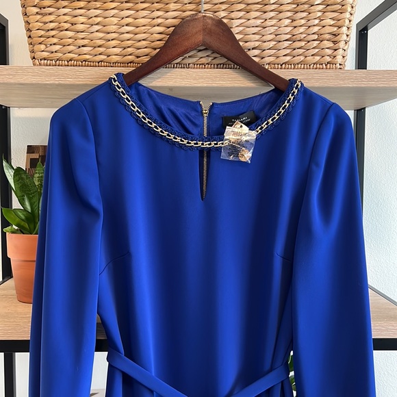 NWT Tahari Daisy, Chain Neck Belted Dress, 2 - Picture 2 of 8